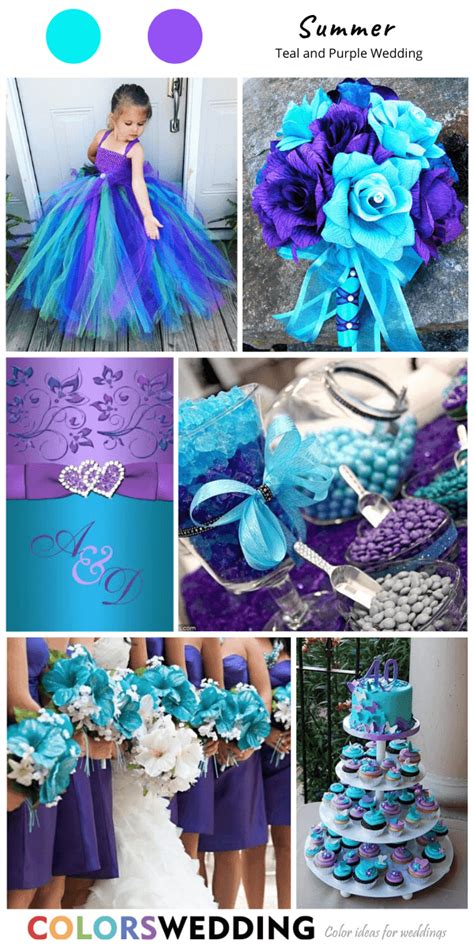 Order faux flower alternatives including sola wood flower the vibrant and stunning color of the year, pantone's living coral, has bloomed into some of our favorite color palettes including mints, teals and pops of plum. Best 8 Teal and Purple Wedding Color Ideas | Wedding ...