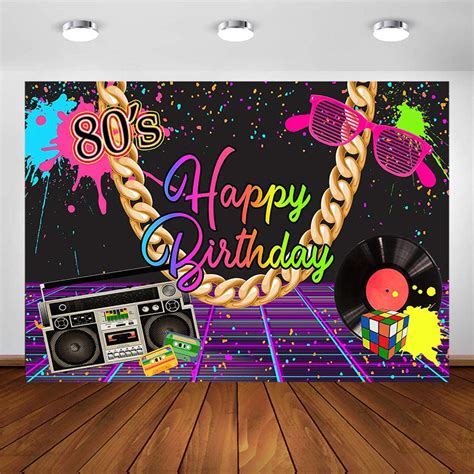 Buy Avezano 80s Theme Birthday Party Backdrop 7x5ft Neon Graffiti 80s