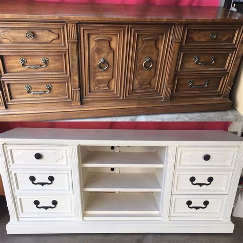 Upcycled Dresser Into Tv Stand Chalk Painted Wax Sealed