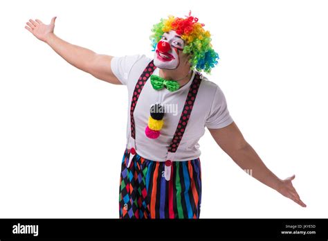 Funny Clown Acting Silly Isolated On White Background Stock Photo Alamy
