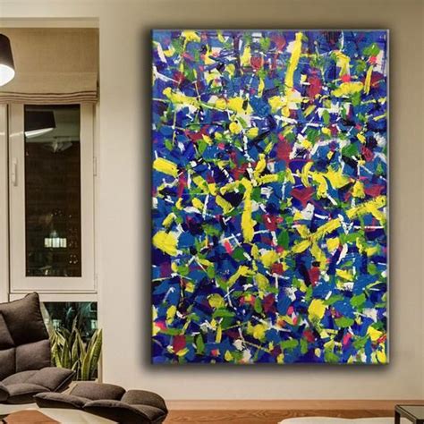 Large Abstract Painting Original Colorful Acrylic Canvas Art Etsy