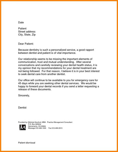 Patient Dismissal Letter For Behavior Template Collection Letter