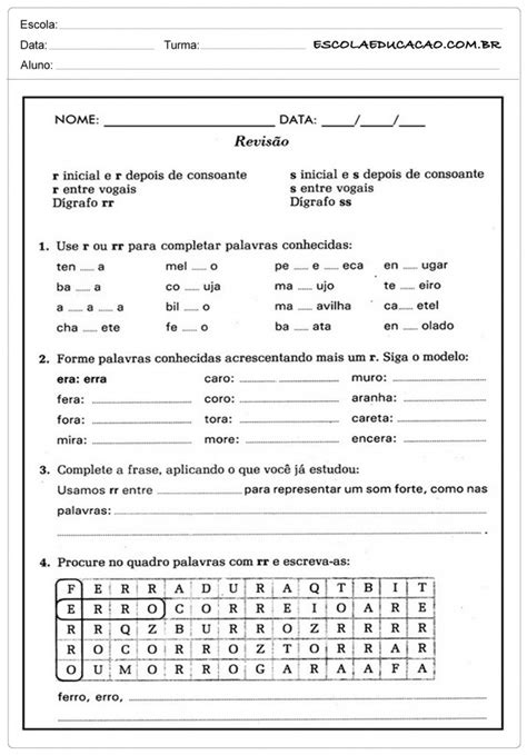 Atividades De Ortografia 2º 3º 4º E 5º Ano Escola Educação