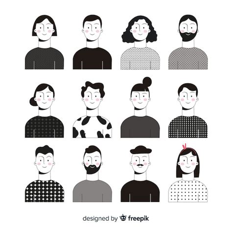Hand Drawn People Avatar Collection Free Vector