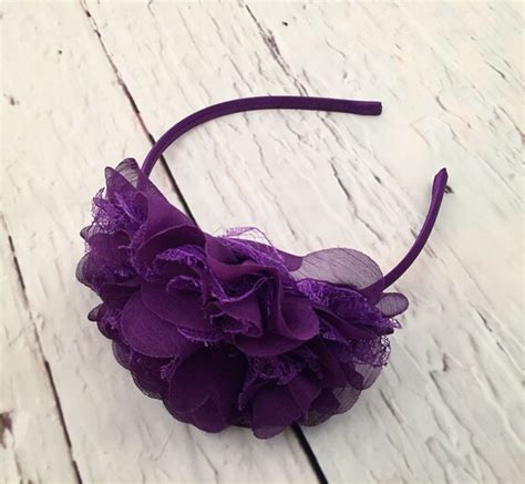 Items Similar To Purple Flower Headband Large Bow Headband Lace