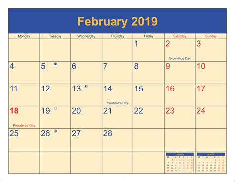 2019 Moon Calendar Printable
