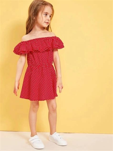 Toddler Girls Polka Dot Ruffle Trim Dress Toddler Girl Dresses