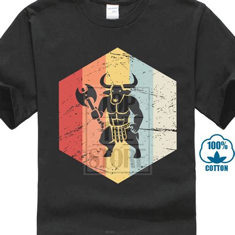 Cheap Printed T Shirts Mens Retro Greek Mythology Minotaur T Shirt O