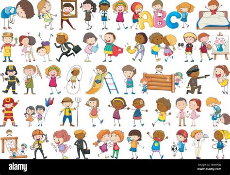 Set Of Different Simple Characters Illustration Stock Vector Image