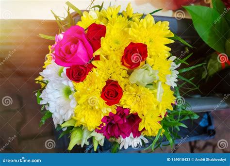 Colourful Bouquet Of Flowers Decorating Stock Image Image Of Romance