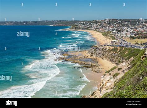 Aerial View Of Bar Beach Newcastle Nsw Australia Showing The Sandy