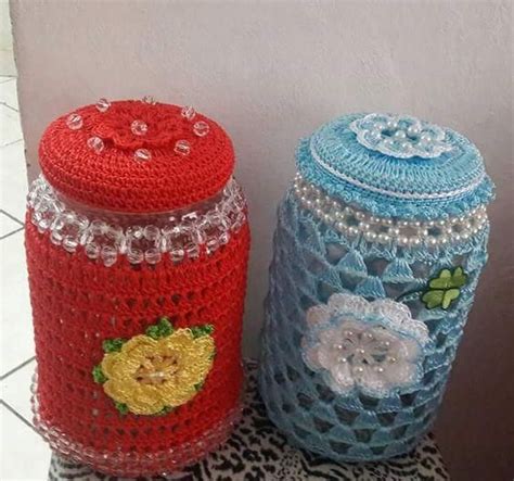 Lindas Capas Em CrochÊ Para Decoração De Potes De Vidro Artesanato