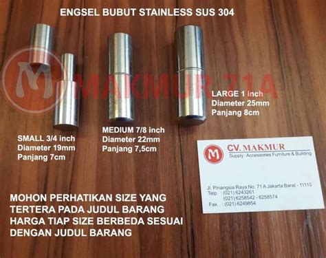 Jual Engsel Bubut Stainless 1 Inch 25mm Engsel Pintu Stainless Large