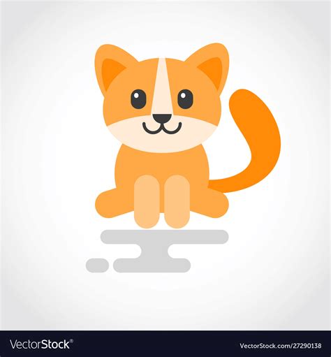 Icon A Cute Cat In Flat Design Royalty Free Vector Image