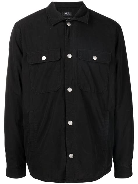 Apc Button Up Shirt Jacket In Black Modesens