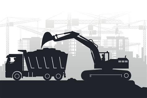 Background Of Buildings Under Construction With Silhouettes Of
