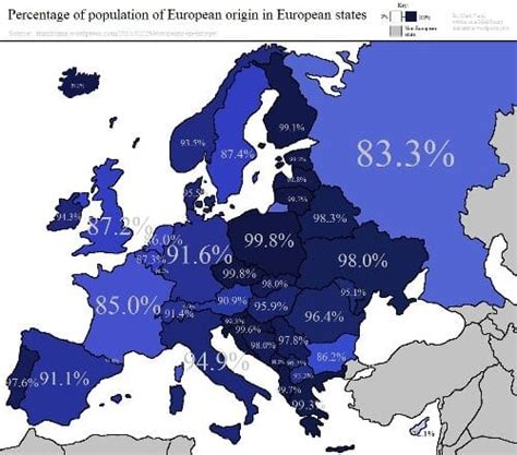 Percentage Of Population Of European Origin Is European Countries R