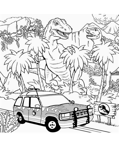 Car In Jurassic World Coloring Page Free Printable Coloring Pages For