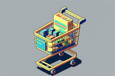 Premium Ai Image Pixel Art Shopping Cart Retro Style Item For 8 Bit
