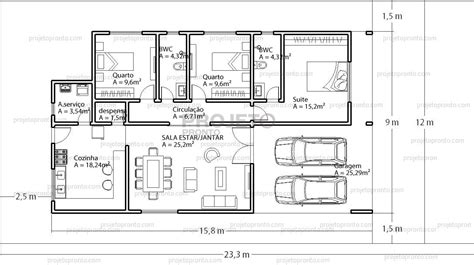 Projeto Pronto Casa Térrea 3 Quartos T17 Planos De Casa