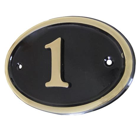 The House Nameplate Company Polished Black Brass Oval House Number 1