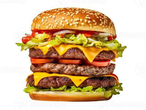 Delicious Double Burger Isolated On Transparent Background 27144898 Png