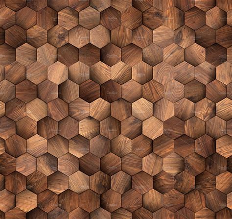 Hexagons Wood Wall Seamless Texture High Quality Abstract Stock