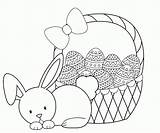Easter Coloring Basket Pages Printable Kids sketch template