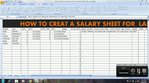 How To Create A Salary Sheet Very Interesting For Boss Youtube