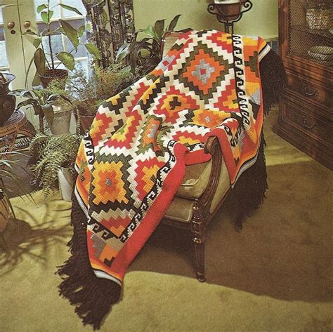 Geometric Indian Afghan Crochet Pattern Native American Throw Etsy