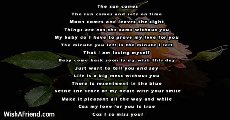 The Sun Comes Missing You Poem For Girlfriend