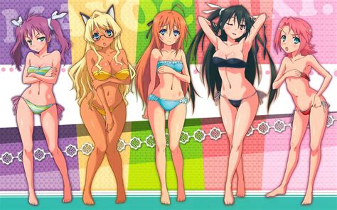 Fond Décran Illustration Anime Filles Anime Dessin Animé Mayo Chiki Bikini Des Bandes