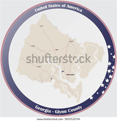 Large Detailed Map Glynn County Georgia Stock Vector Royalty Free