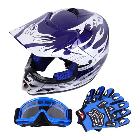 Youth Atv Motocross Dirt Bike Blue Atv Motocross Helmetgogglesgloves