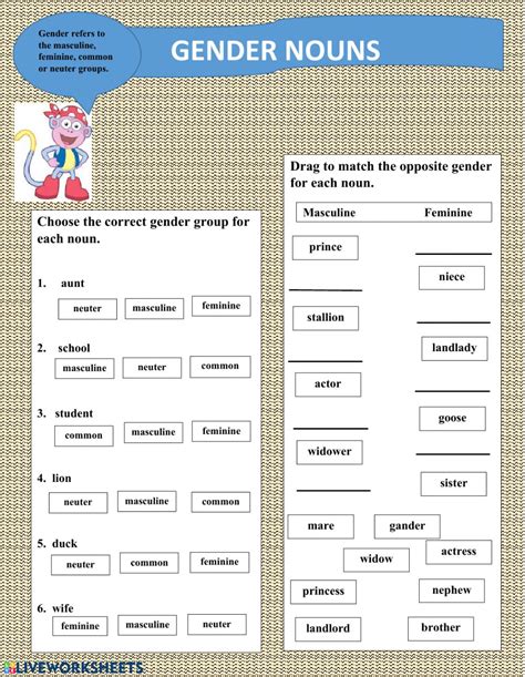 Gender Nouns Worksheet