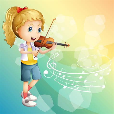 Little Girl Playing Violin 373732 Vector Art At Vecteezy