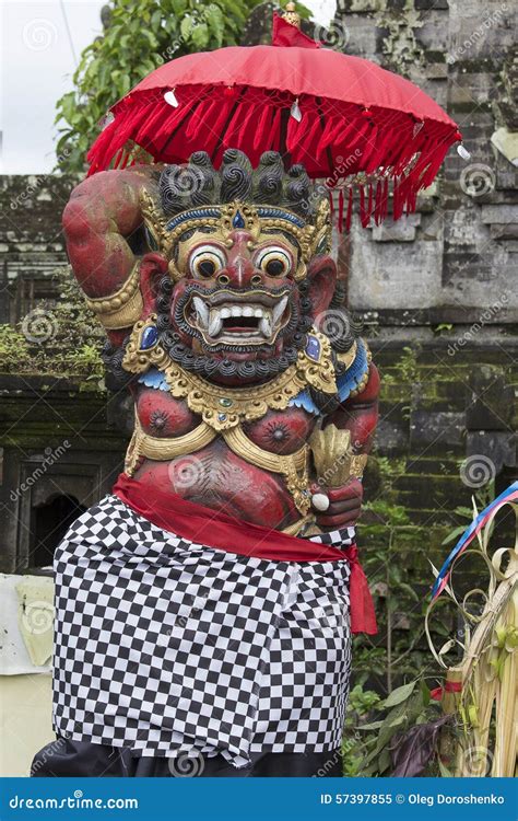 Closeup Of Traditional Balinese God Statue Bali Temple Indonesia