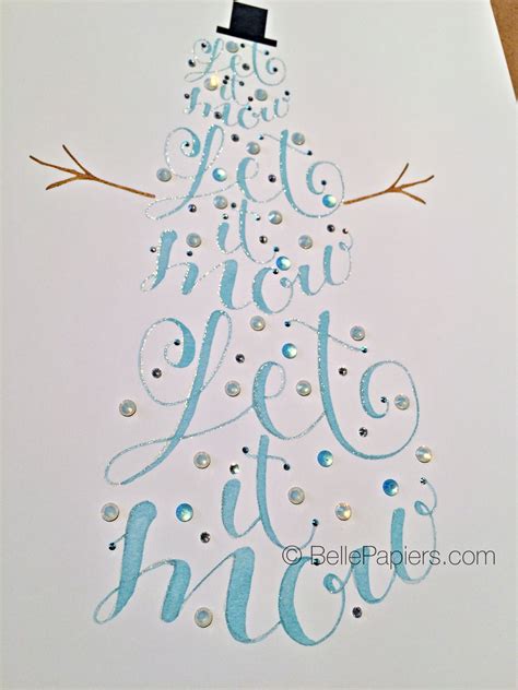 Let It Snow Snowman Calligraphy Christmas Winter Art Christmas