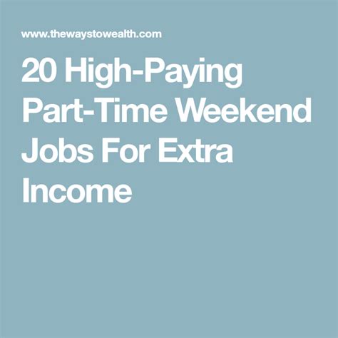 20+ High-Paying Part-Time Weekend Jobs For Extra Income | Weekend jobs ...