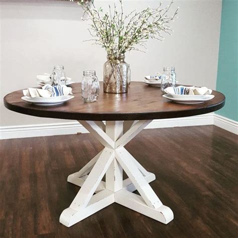 Small farmhouse nook dining table, industrial style, provincial brown top and black hairpin legs, round dining table, kitchen table, wooden. stunning handmade rustic round farmhouse table by ...