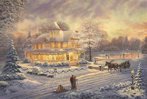 Victorian Christmas Sunset By Thomas Kinkade Studios Village Gallery