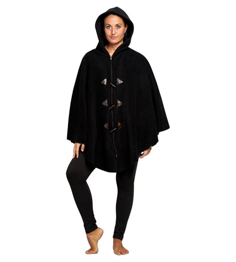 Ladies Women Warm Fleece Fleecy Check Hooded Poncho Cape Hoodie Size 12
