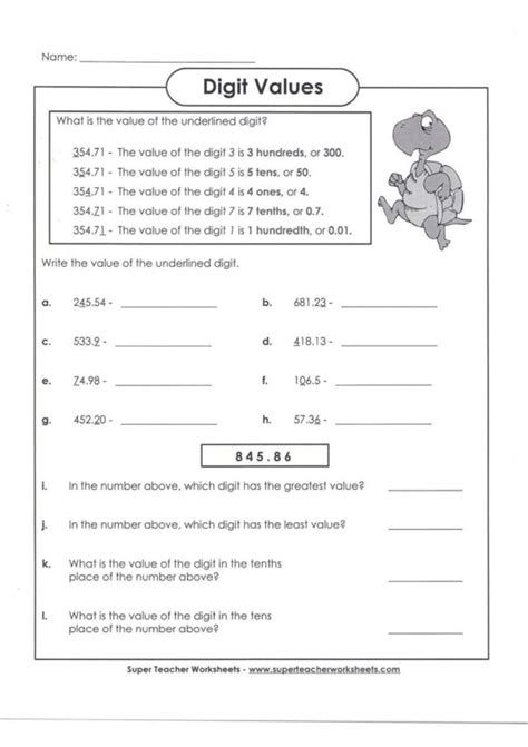 Place Value Worksheets Place Values Answer Keys Digit Answers