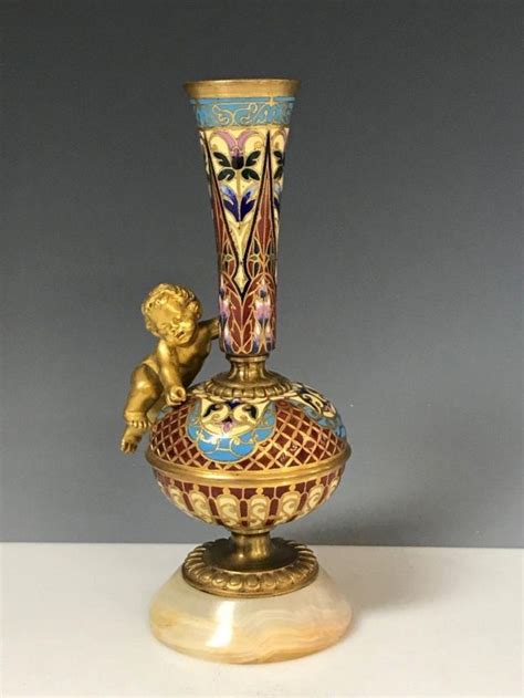 Sold Price 19th C French Champleve Enamel Vase Invalid Date Pdt