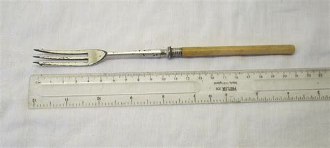 Antique Silver Plated Pickle Fork With Bone Handle Dining Etsy Uk