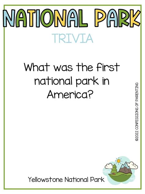 100 National Park Trivia Confessions Of Parenting Fun Games Jokes