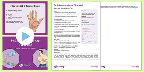 Free St John Ambulance First Aid Burns And Scalds Lesson Pack