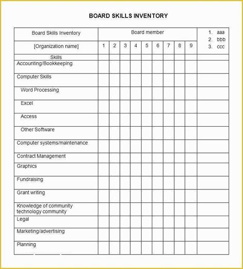 Skills Assessment Matrix Template