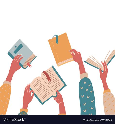 Set Hands Holding Colorful Books Concept Flat Vector Image