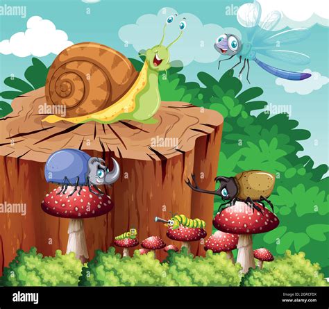 Many Insects In Garden Stock Vector Image And Art Alamy